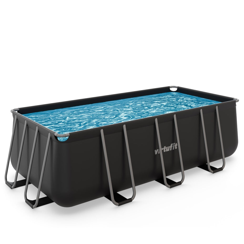 VirtuFit Rechthoekig Zwembad 400 x 200 x 122 cm - Antraciet - Compleet Pakket - Afbeelding 6