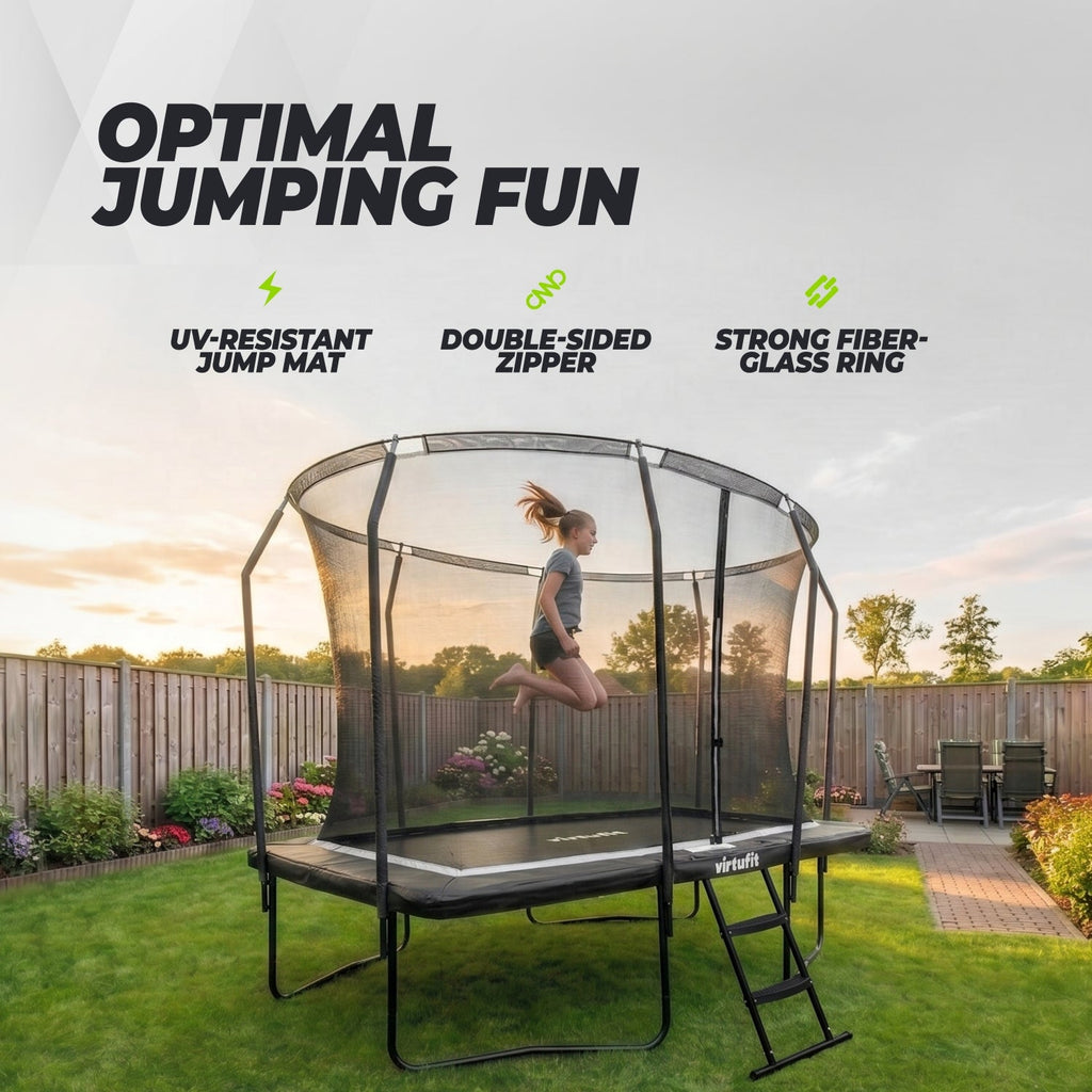 VirtuFit Premium Rechthoekige Trampoline met Veiligheidsnet - Zwart - 183 x 274 cm - Gratis trap - Afbeelding 5