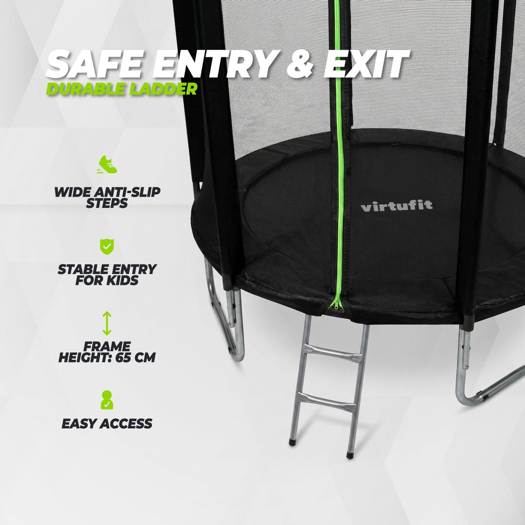 VirtuFit Trampoline met Veiligheidsnet - Zwart - 251 cm - In gebruik