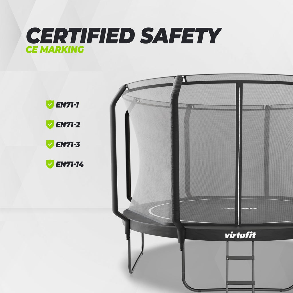 VirtuFit Premium Trampoline met Veiligheidsnet - Zwart - 366 cm - Afbeelding 9