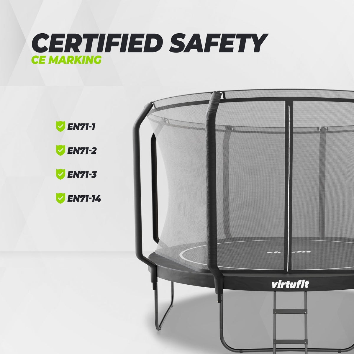VirtuFit Premium Trampoline met Veiligheidsnet - Zwart - 366 cm - Afbeelding 9