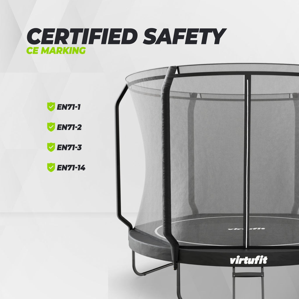 VirtuFit Premium Trampoline met Veiligheidsnet - Zwart - 305 cm - Afbeelding 9