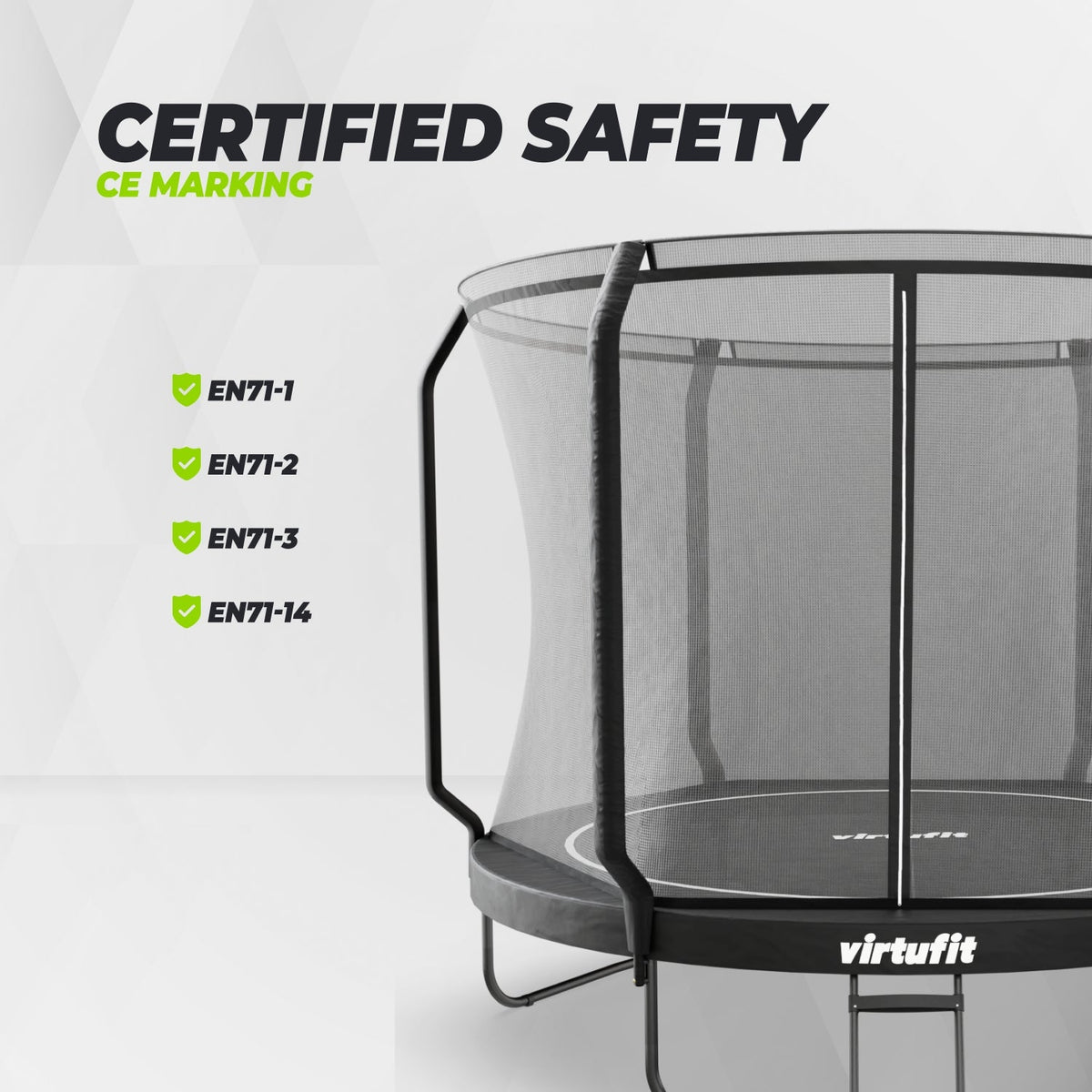 VirtuFit Premium Trampoline met Veiligheidsnet - Zwart - 305 cm - Afbeelding 9