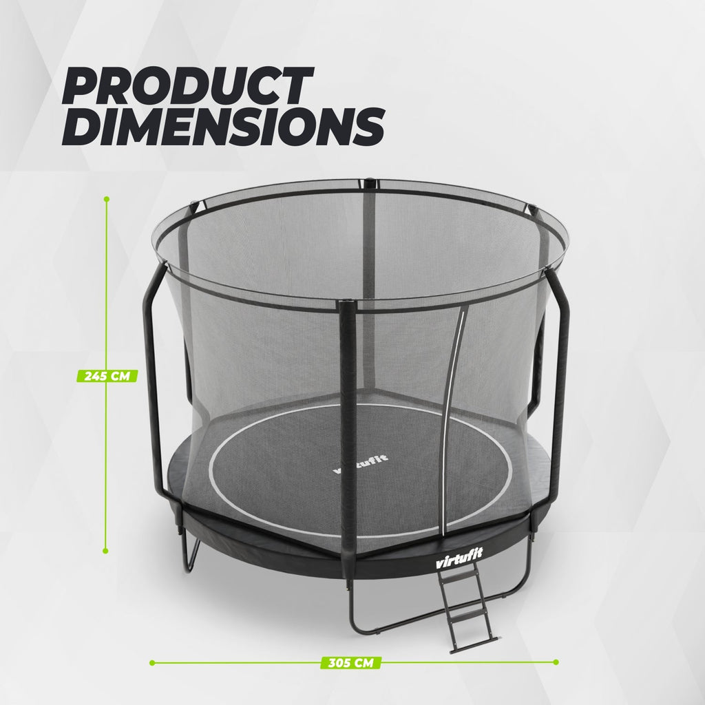 VirtuFit Premium Trampoline met Veiligheidsnet - Zwart - 305 cm - Afbeelding 10