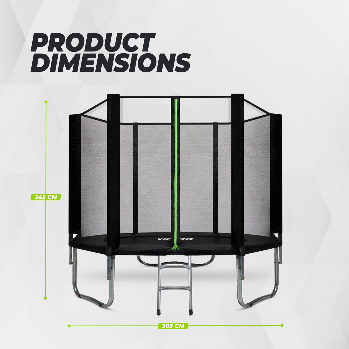 VirtuFit Trampoline met Veiligheidsnet - Zwart - 305 cm - Afbeelding 7