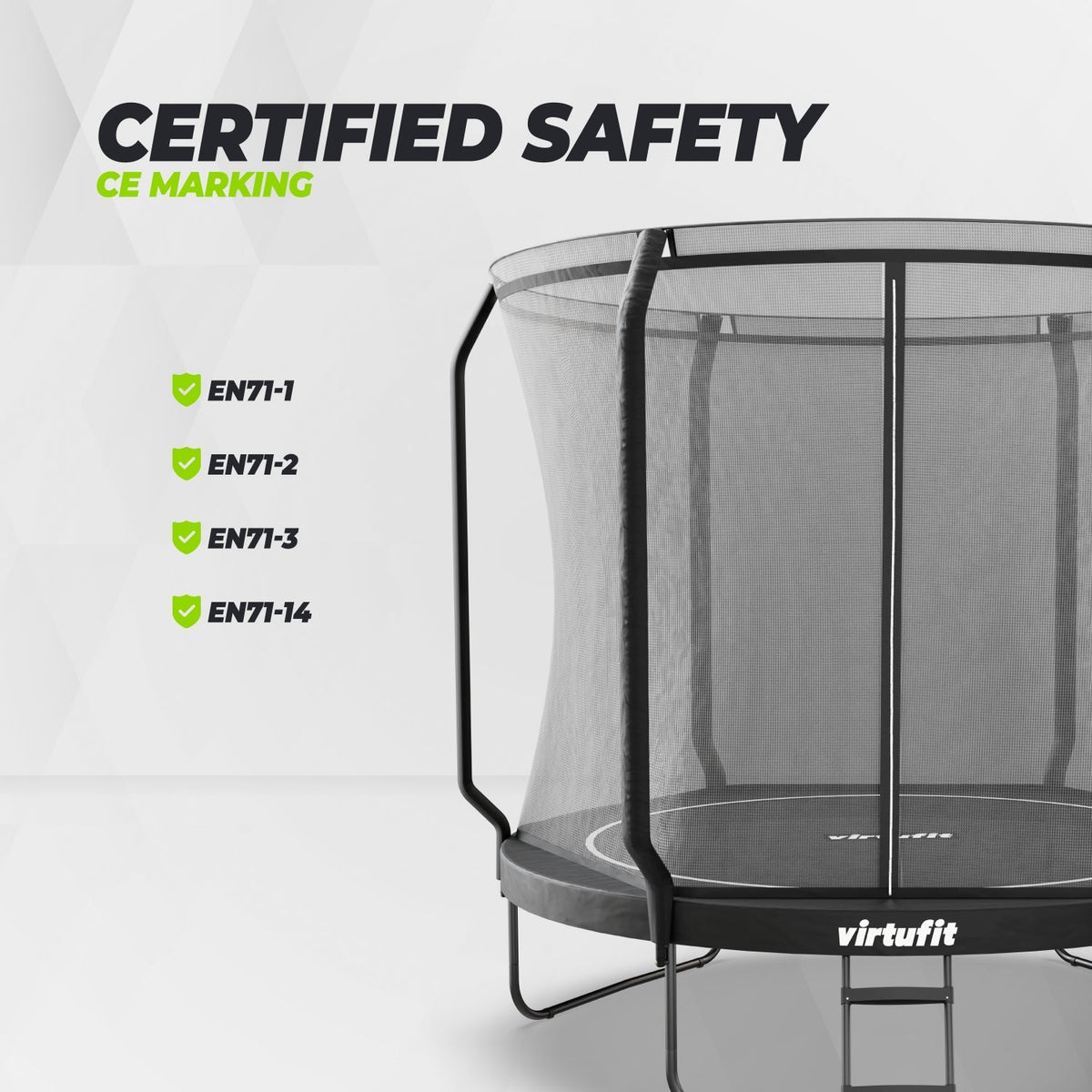 VirtuFit Premium Trampoline met Veiligheidsnet - Zwart - 251 cm - Afbeelding 7