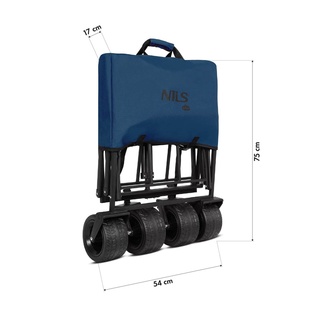 NILS Camp Opvouwbare Bolderkar - Blauw - 120L - In gebruik