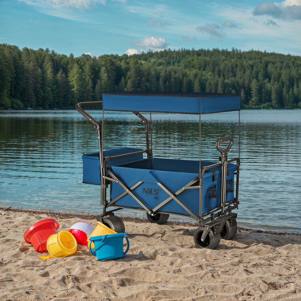 NILS Camp Opvouwbare Bolderkar - Blauw - 120L - Afbeelding 5