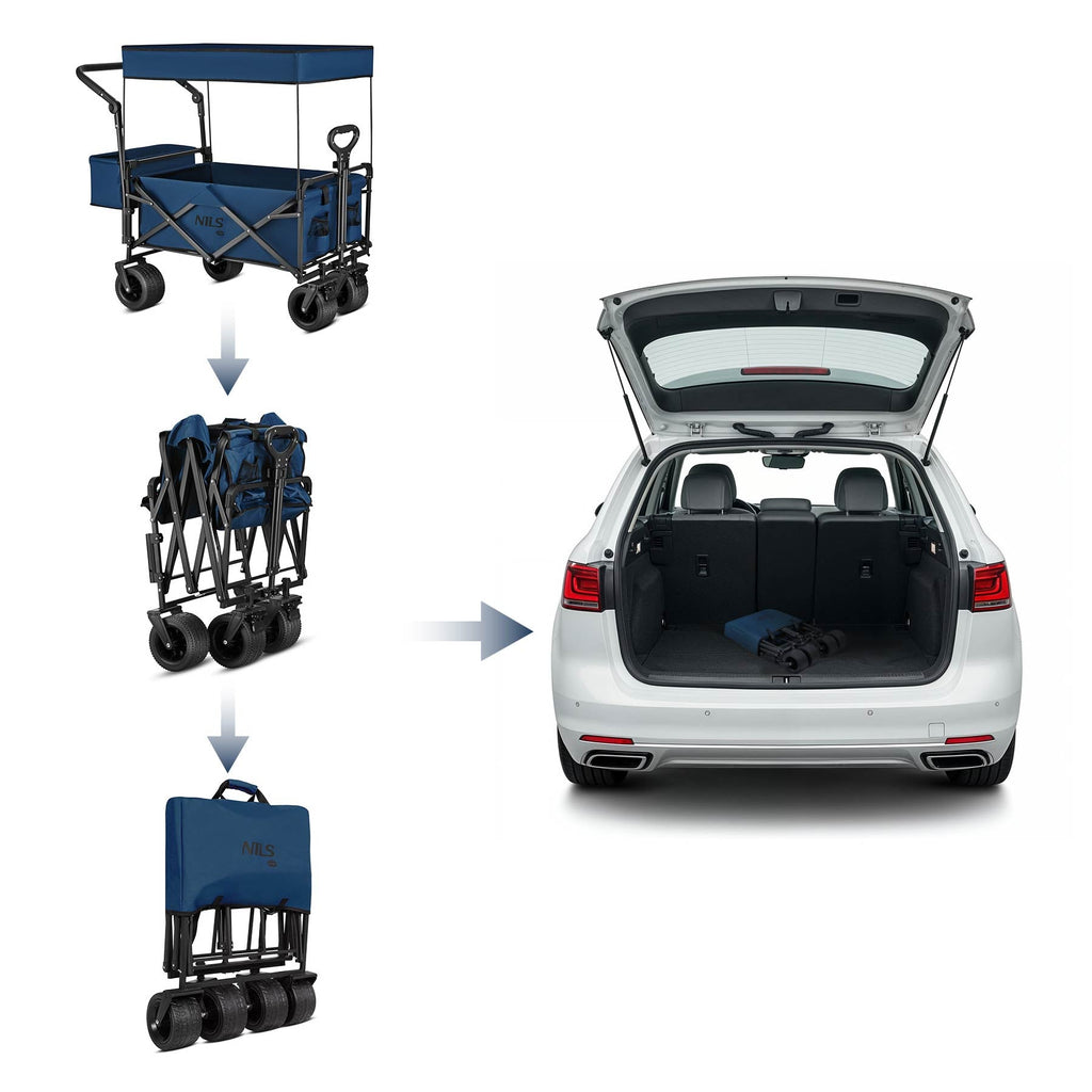 NILS Camp Opvouwbare Bolderkar - Blauw - 120L - Afbeelding 6