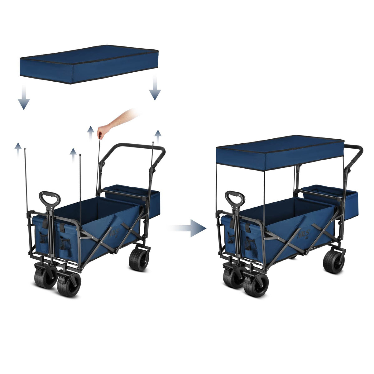 NILS Camp Opvouwbare Bolderkar - Blauw - 120L - Afbeelding 7
