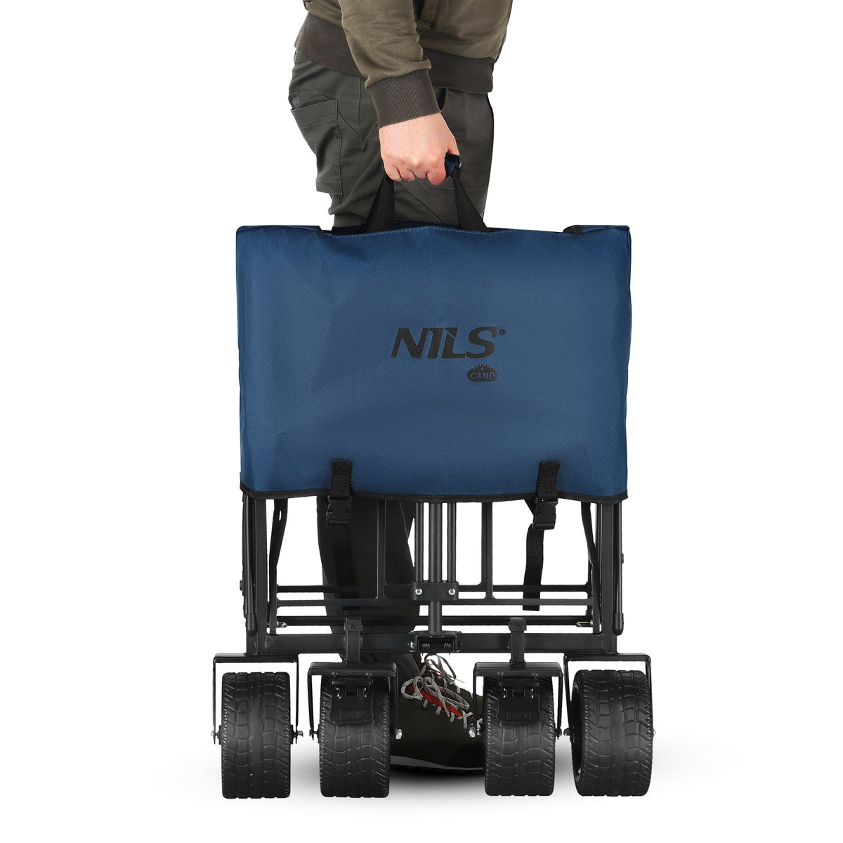NILS Camp Opvouwbare Bolderkar - Blauw - 120L - Afbeelding 8