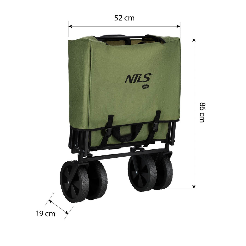 NILS Camp Opvouwbare Bolderkar - Groen - 150L - In gebruik