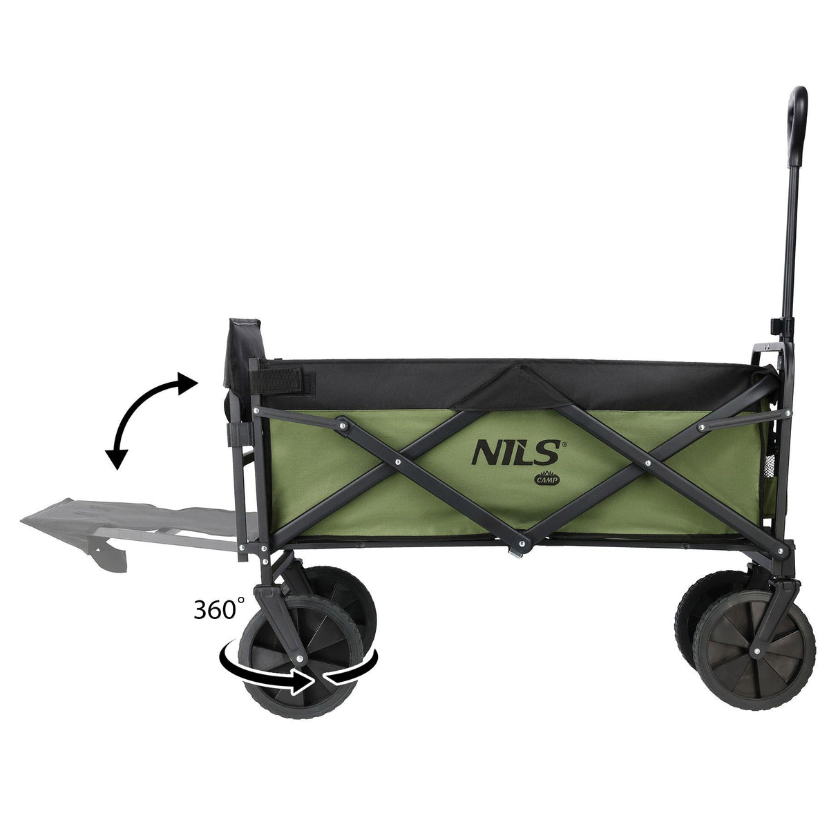 NILS Camp Opvouwbare Bolderkar - Groen - 150L - Afbeelding 5