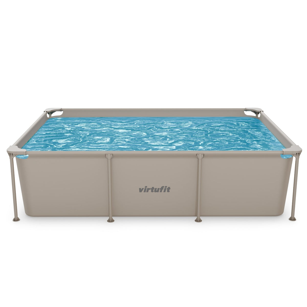 VirtuFit Rechthoekig Zwembad - 260 x 180 x 66 cm - Beige - Inclusief Filterpomp - Afbeelding 9