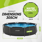 VirtuFit Rond Zwembad - Ø305 x 76 cm - Antraciet - Inclusief Filterpomp - Afbeelding 6