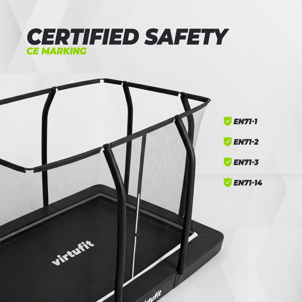 VirtuFit Premium Inground Trampoline met Veiligheidsnet - Zwart - 244 x 366 cm - Afbeelding 10