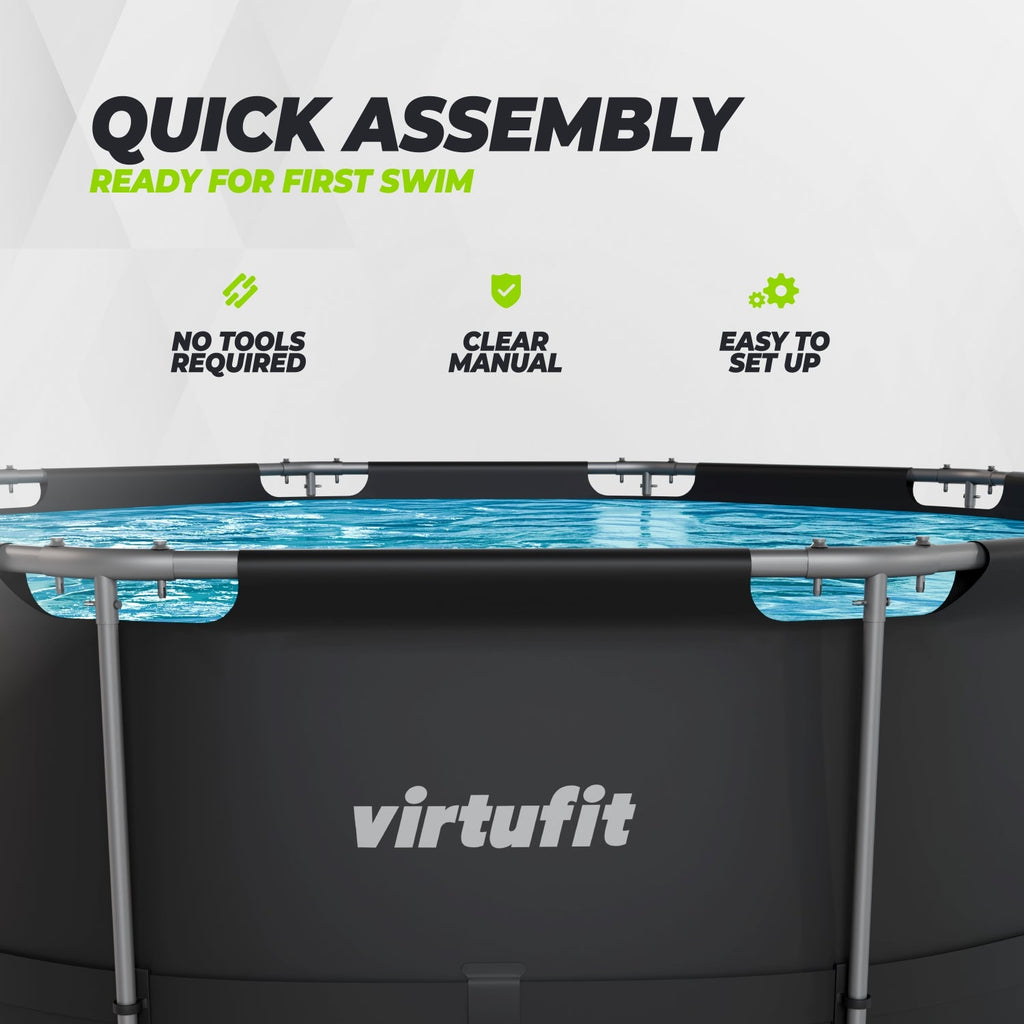 VirtuFit Rond Zwembad - Ø366 x 100 cm - Antraciet - Afbeelding 6