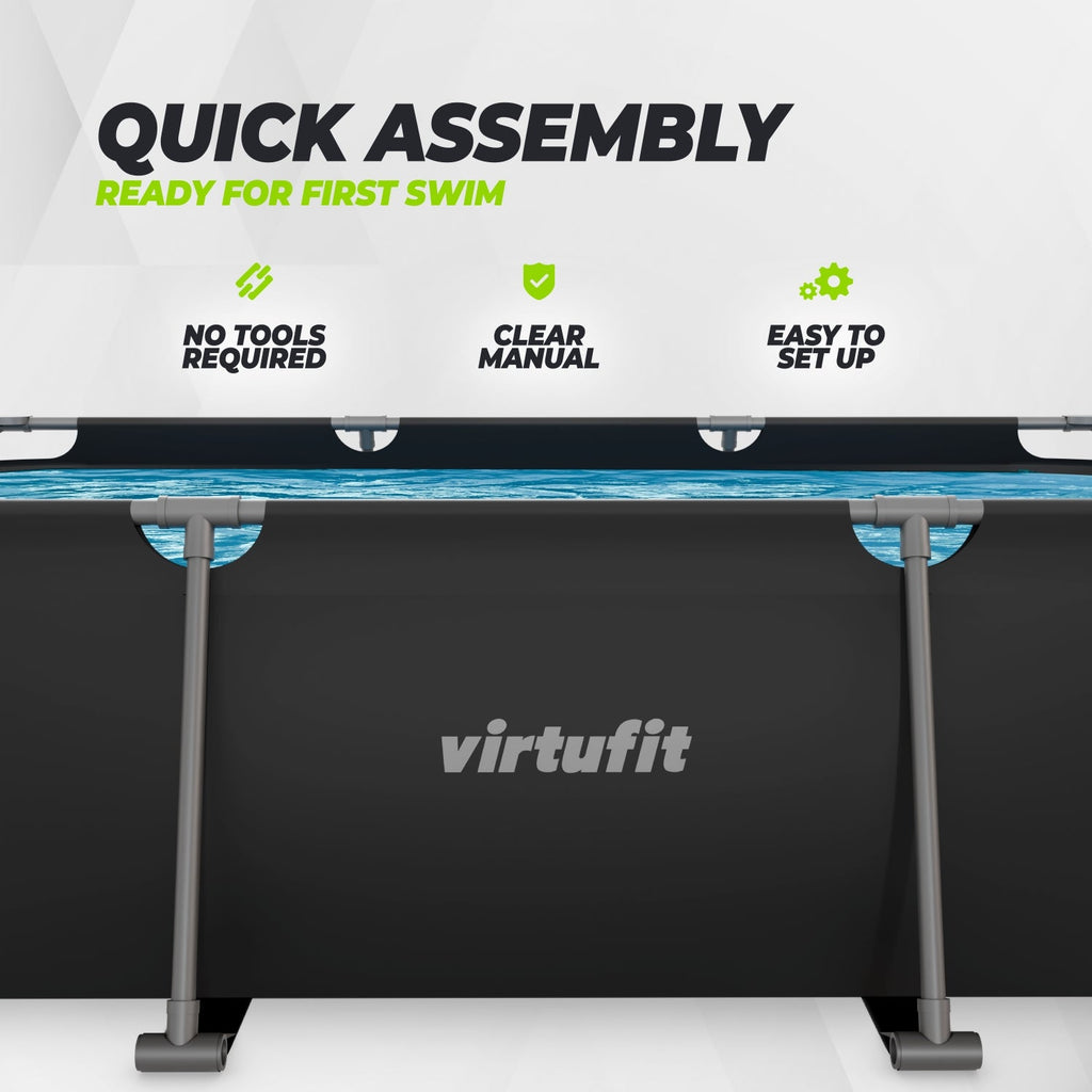VirtuFit Rechthoekig Zwembad - 300 x 210 x 66 cm - Antraciet - Afbeelding 6