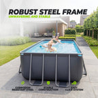 VirtuFit Rechthoekig Zwembad 400 x 200 x 122 cm - Antraciet - Inclusief Filterpomp - Afbeelding 6