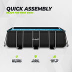 VirtuFit Rechthoekig Zwembad 400 x 200 x 122 cm - Antraciet - Inclusief Filterpomp - Afbeelding 9