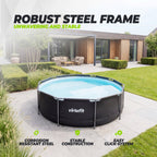 VirtuFit Rond Zwembad - Ø366 x 100 cm - Antraciet - Inclusief Filterpomp - Afbeelding 5