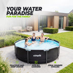 VirtuFit Rond Zwembad - Ø366 x 100 cm - Antraciet - Inclusief Filterpomp - Afbeelding 6
