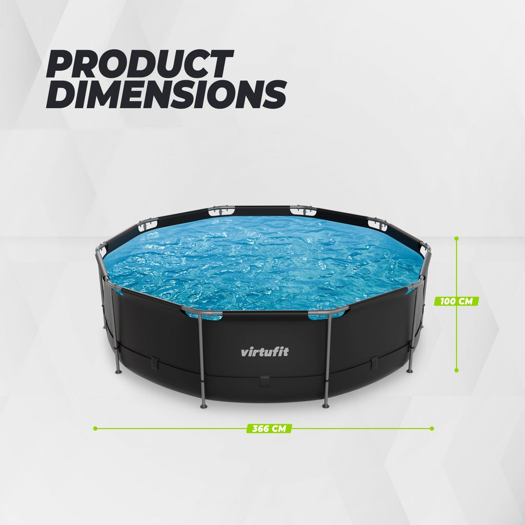 VirtuFit Rond Zwembad - Ø366 x 100 cm - Antraciet - Inclusief Filterpomp - Afbeelding 13