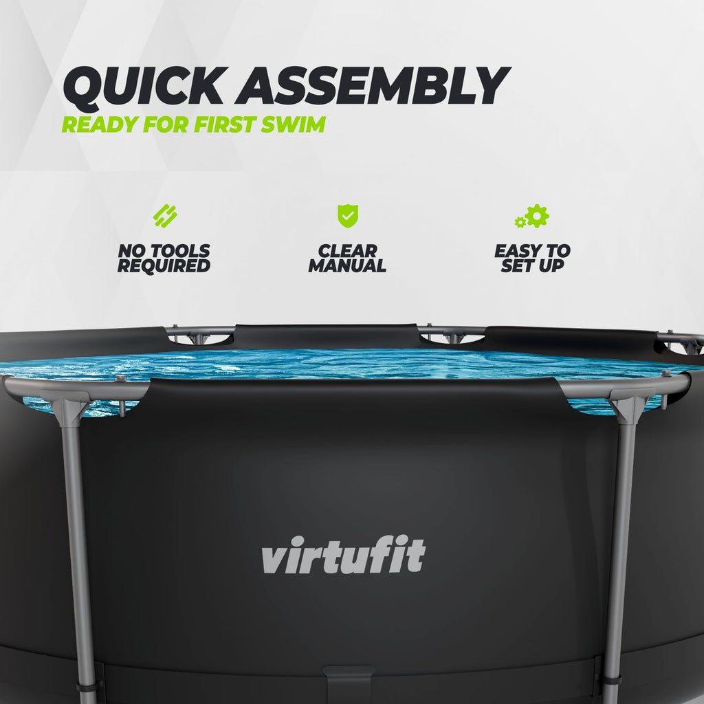 VirtuFit Rond Zwembad - Ø244 x 76 cm - Antraciet - Inclusief Filterpomp - Afbeelding 13