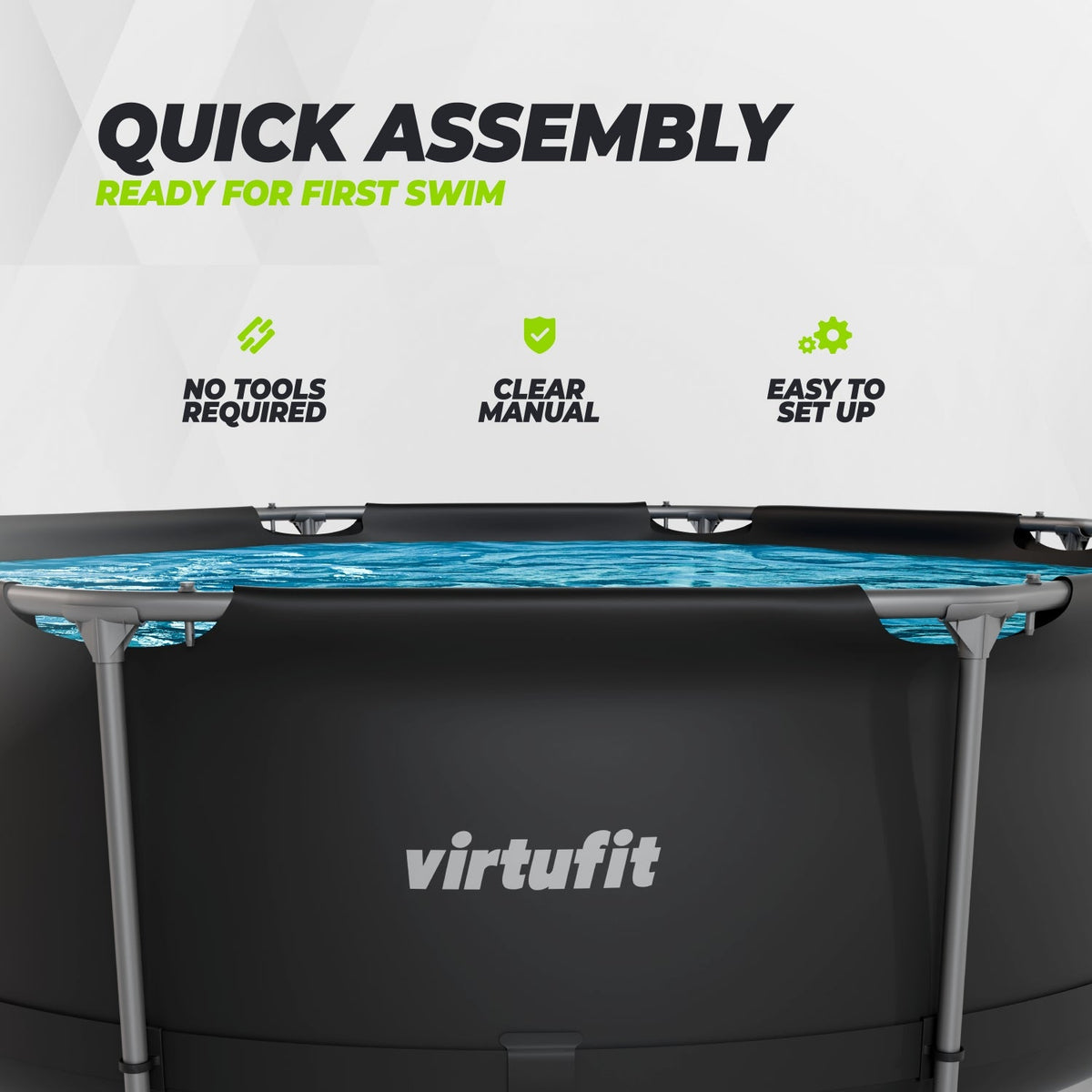 VirtuFit Rond Zwembad - Ø244 x 76 cm - Antraciet - Inclusief Filterpomp - Afbeelding 13