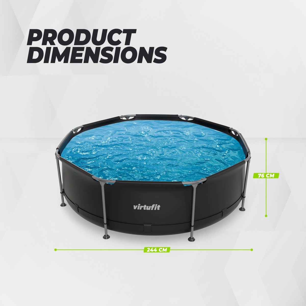 VirtuFit Rond Zwembad - Ø244 x 76 cm - Antraciet - Inclusief Filterpomp - Afbeelding 15