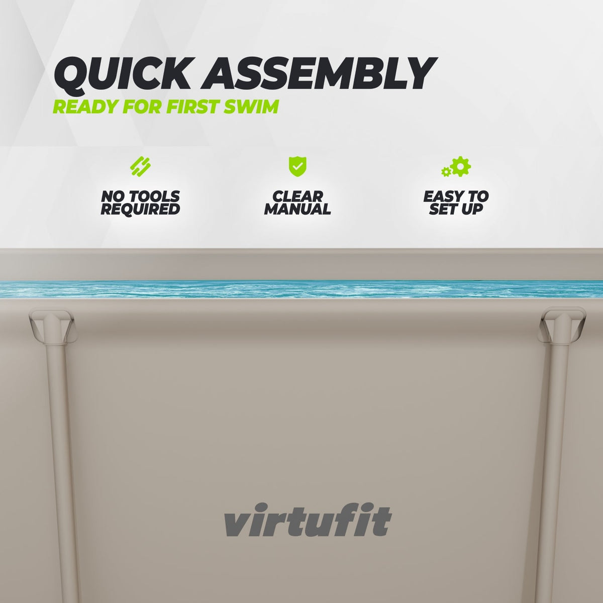 VirtuFit Rechthoekig Zwembad - 260 x 180 x 66 cm - Beige - Afbeelding 7