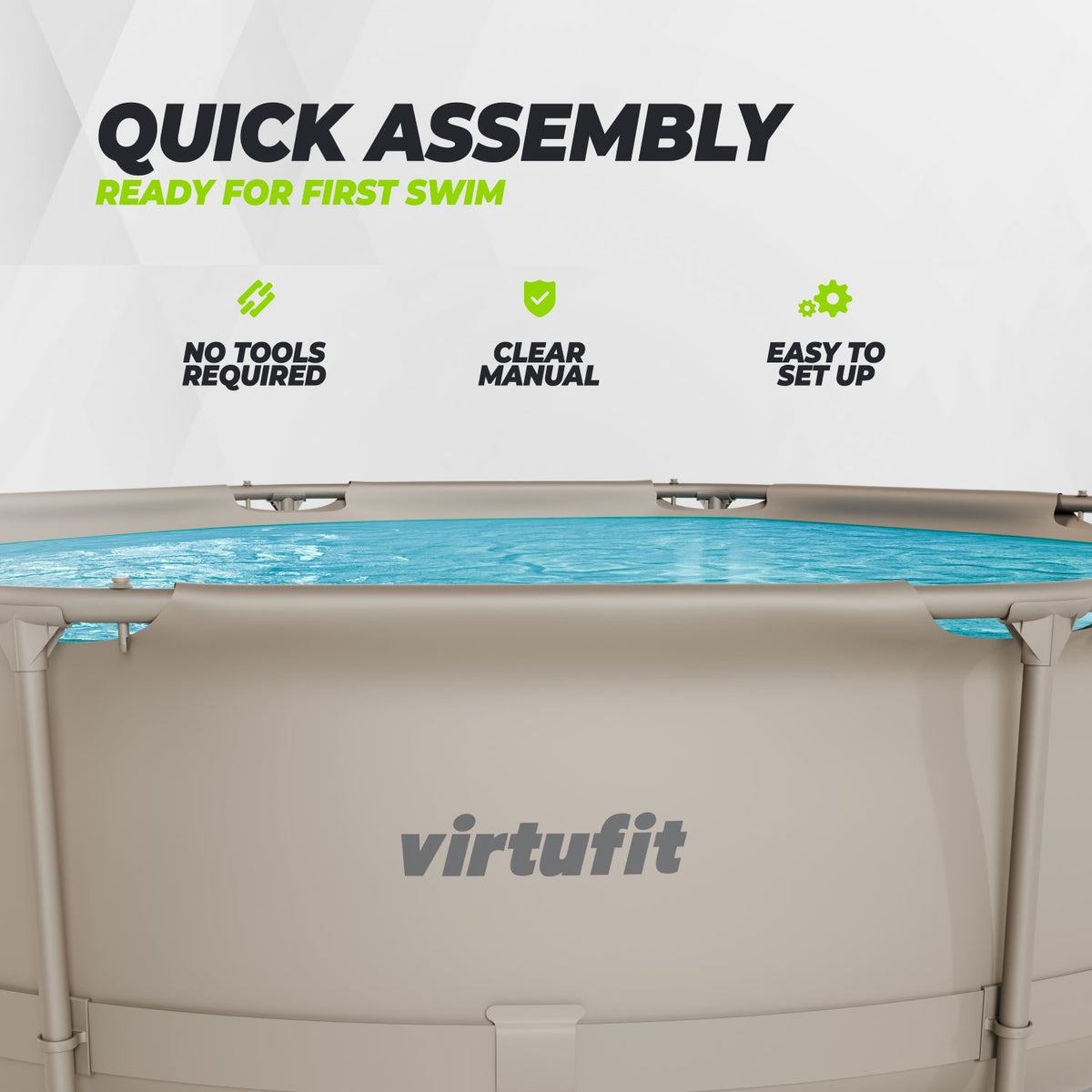 VirtuFit Rond Zwembad - Ø305 x 76 cm - Beige - Inclusief Filterpomp - Afbeelding 7