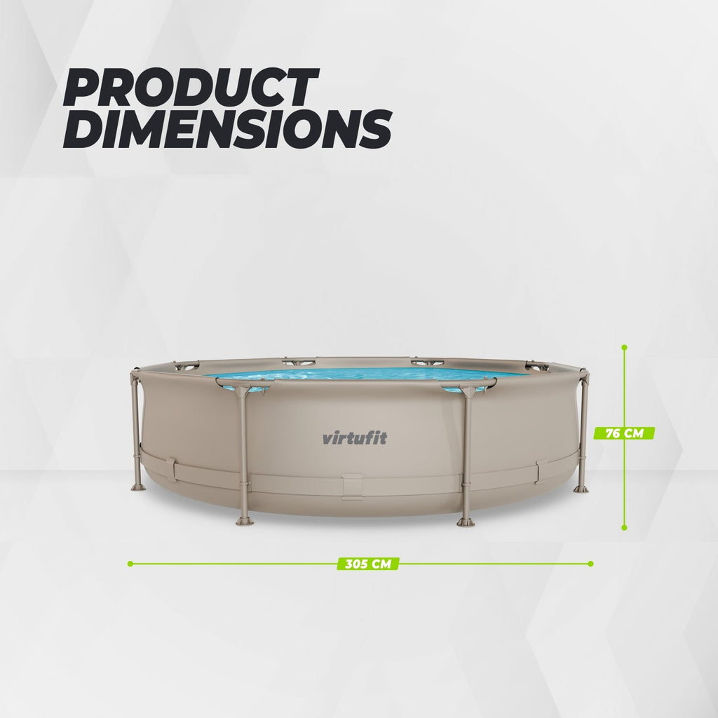 VirtuFit Zwembad Rond Ø305 x 76 cm - Beige - Compleet Pakket - Afbeelding 8