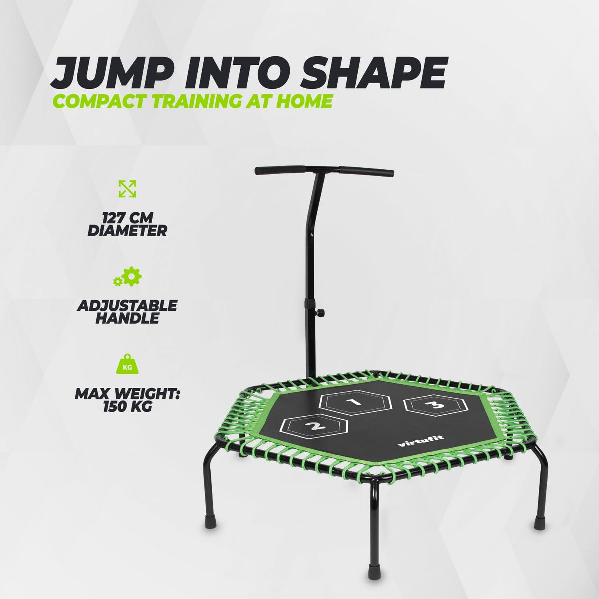 VirtuFit Fitness Trampoline Pro met Handvat - Zwart - 127 cm - Afbeelding 5