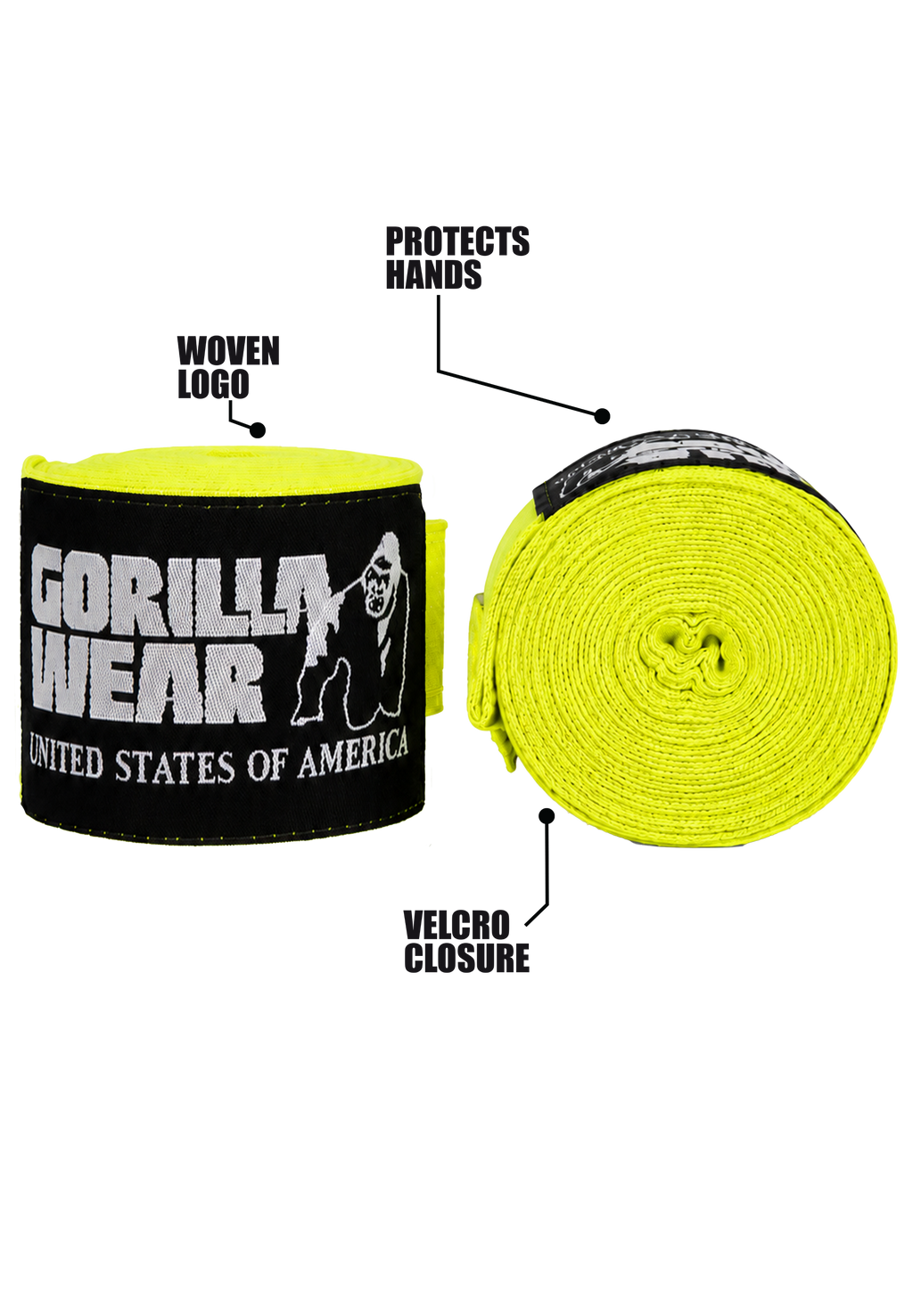 Gorilla Wear Boxing Hand Wraps - Boksbandages - Geel - In gebruik