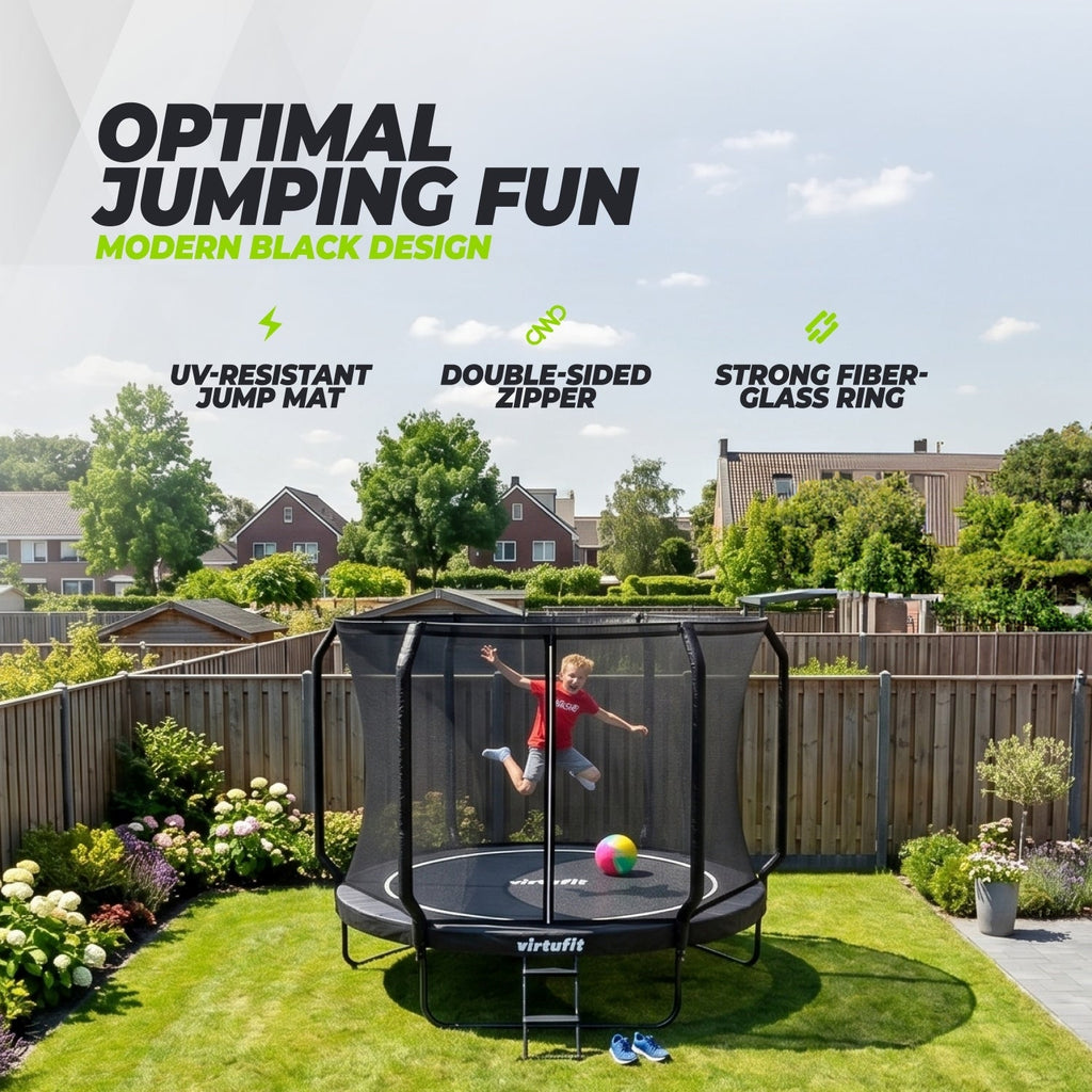 VirtuFit Premium Trampoline met Veiligheidsnet - Zwart - 305 cm - Afbeelding 5