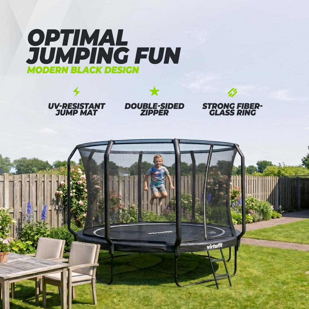 VirtuFit Premium Trampoline met Veiligheidsnet - Zwart - 366 cm - Afbeelding 5