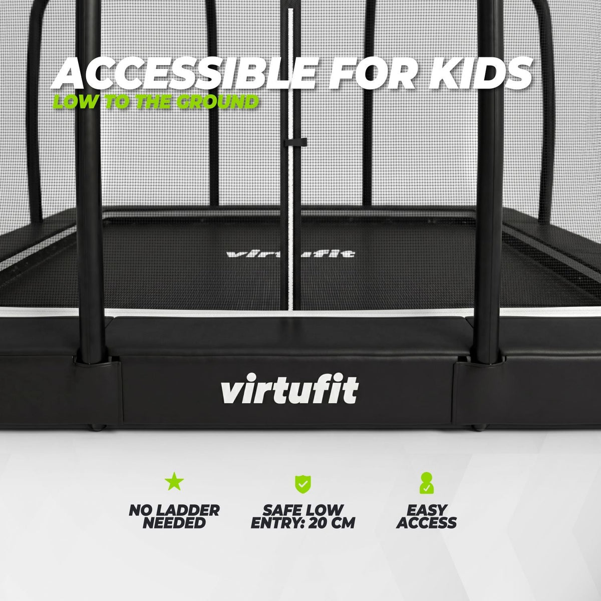 VirtuFit Premium Inground Trampoline met Veiligheidsnet - Zwart - 244 x 366 cm - Afbeelding 7