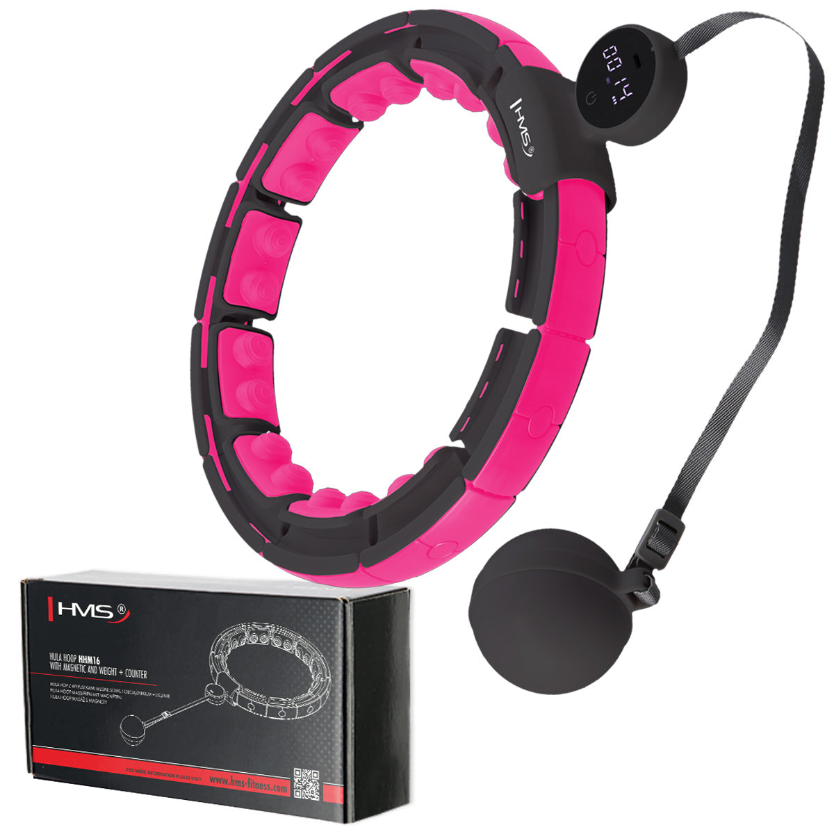 HMS Hula-Hoop - Magnete, Gewicht & Zähler - Schwarz/Rosa - Zweite Chance