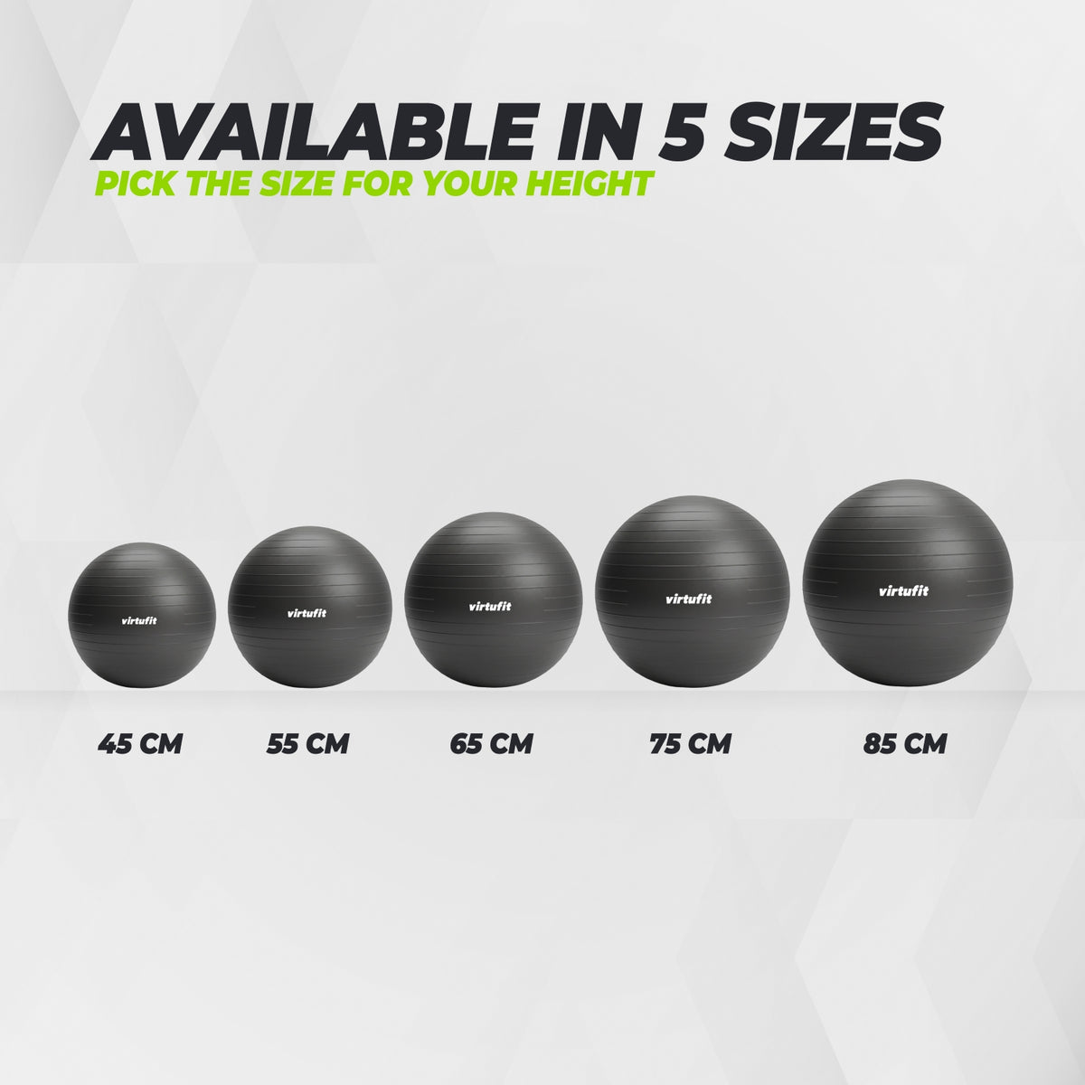 VirtuFit Anti-Burst Fitnessball Pro - Gymball - Swiss Ball - mit Pumpe - Schwarz - 75 cm