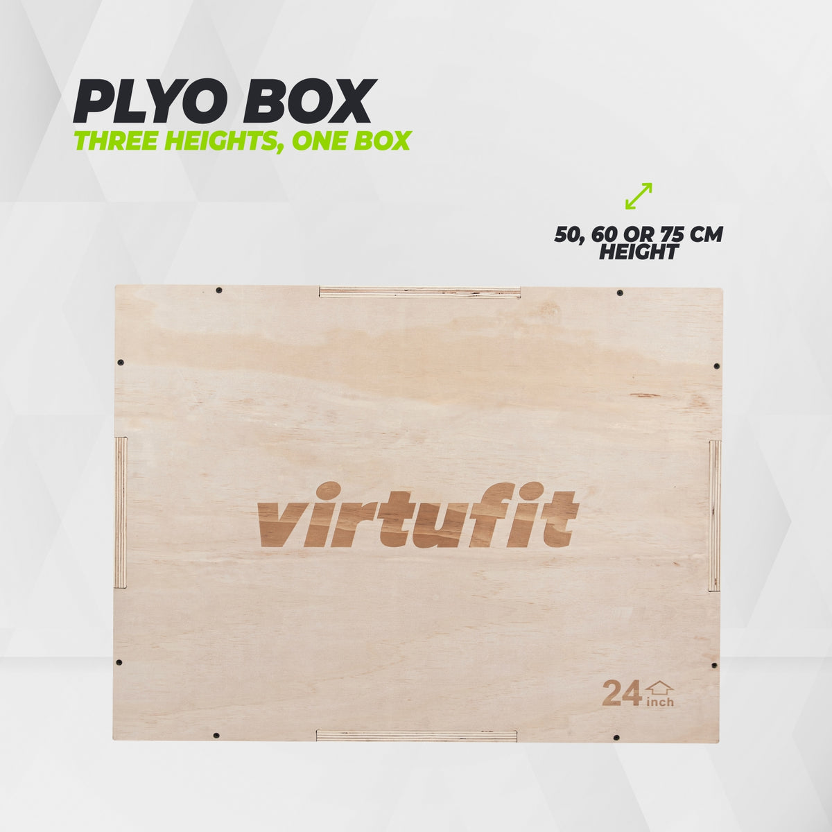 VirtuFit Holz Plyo Box 3-in-1 - Groß - 50 x 60 x 75 cm