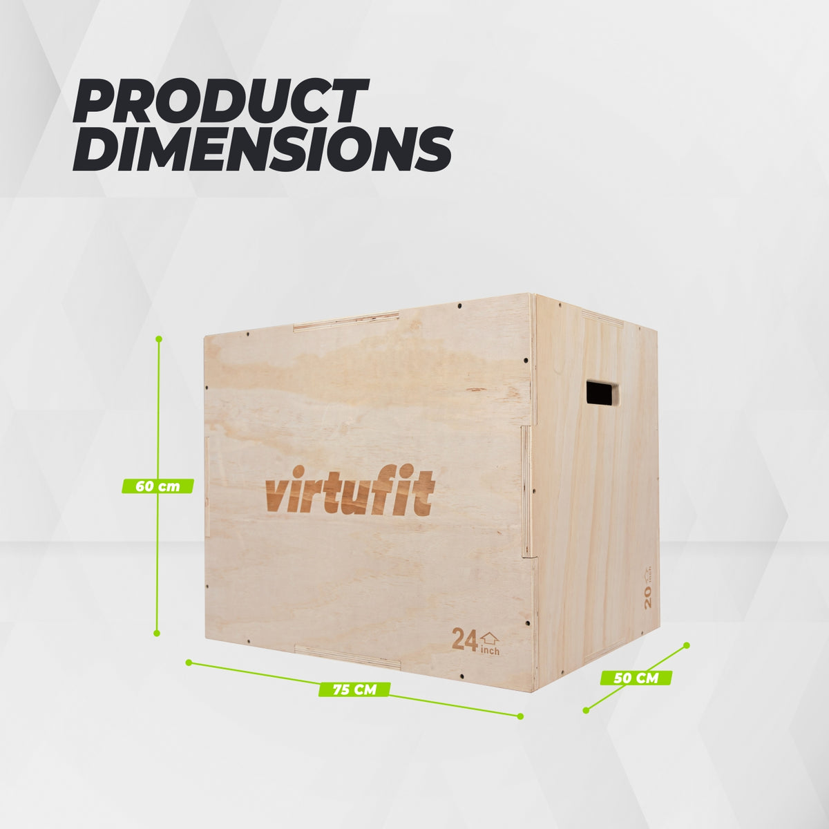 VirtuFit Holz Plyo Box 3-in-1 - Groß - 50 x 60 x 75 cm