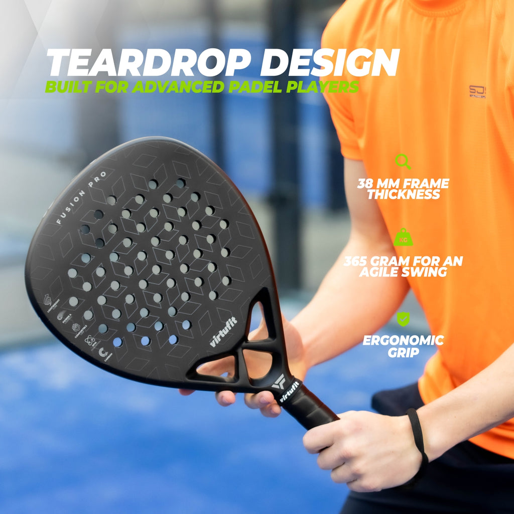 VirtuFit Fusion Pro Padel Racket - Schwarz - Silver