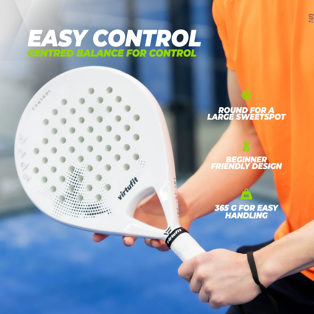 VirtuFit Control Padel Schläger - Weiß - Schwarz