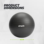 VirtuFit Anti-Burst Fitnessball Pro - Gymball - Swiss Ball - mit Pumpe - Schwarz - 75 cm