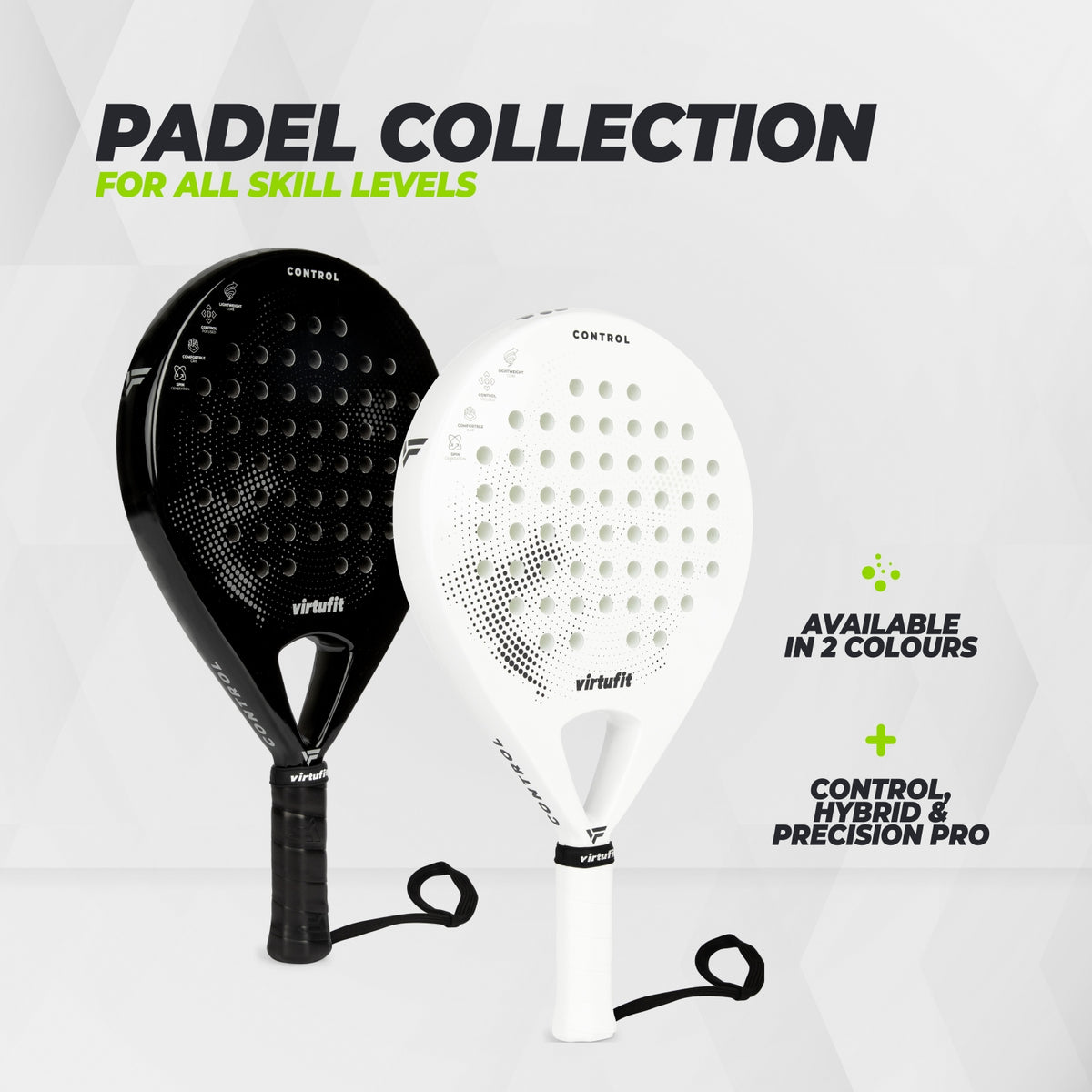 VirtuFit Control Padel Schläger - Weiß - Schwarz