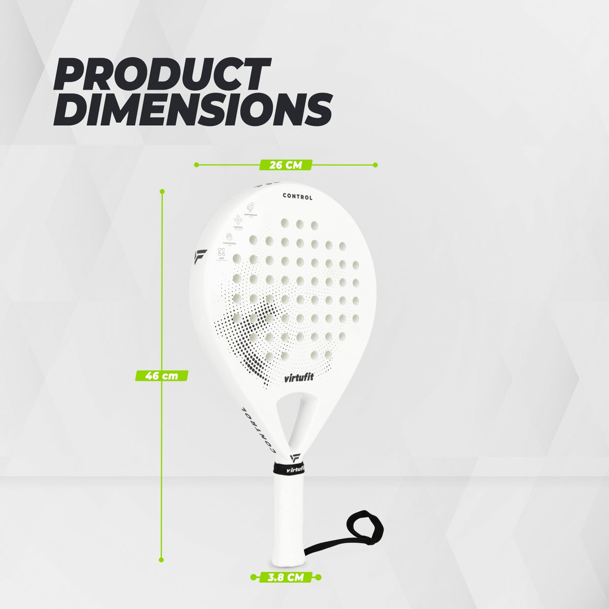 VirtuFit Control Padel Schläger - Weiß - Schwarz