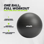 VirtuFit Anti-Burst Fitnessball Pro - Gymball - Swiss Ball - mit Pumpe - Schwarz - 75 cm