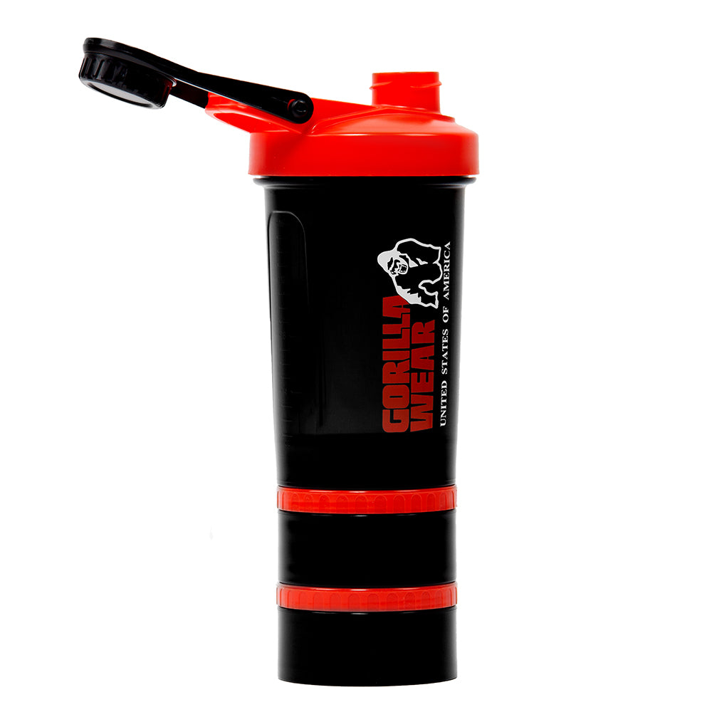 Gorilla Wear Shake Beker 2 GO - 500 ml + 2 x 130 ml - Zwart/Rood - Afbeelding 5