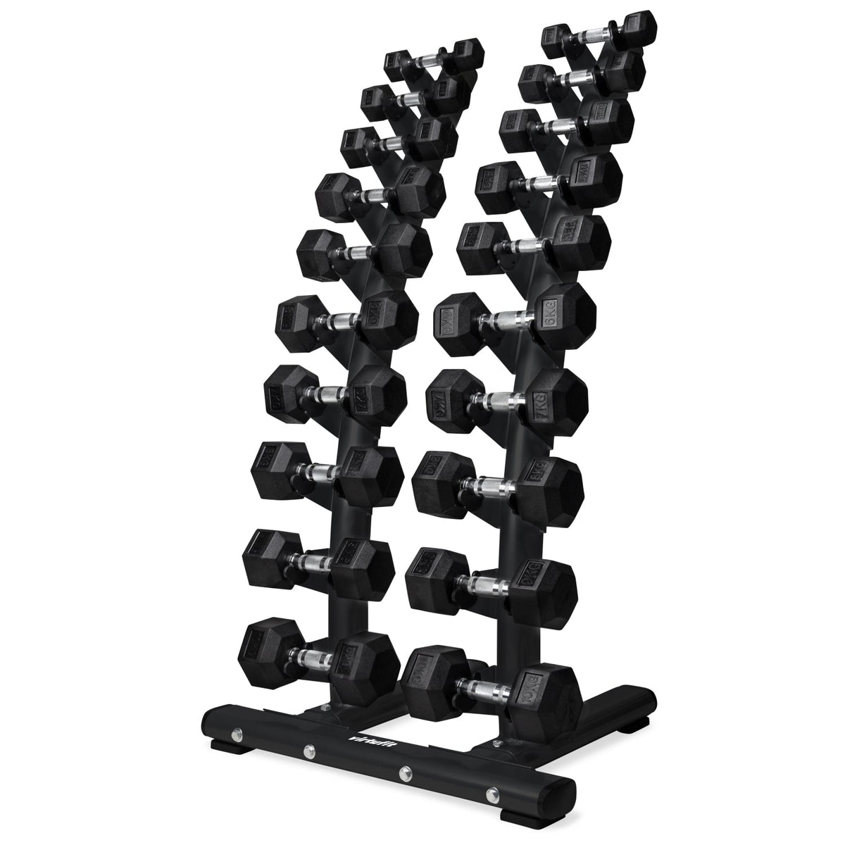 VirtuFit Hantelscheibenständer stehend Deluxe + Hexa Hantelscheiben 1 bis 10 kg